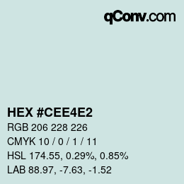Código de color: HEX #CEE4E2 | qconv.com