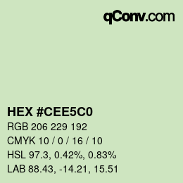 Color code: HEX #CEE5C0 | qconv.com