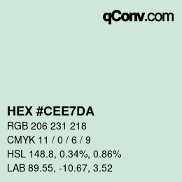 Color code: HEX #CEE7DA | qconv.com