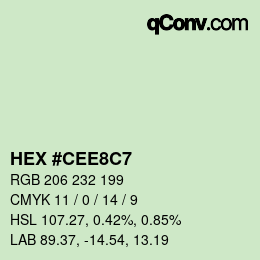 Color code: HEX #CEE8C7 | qconv.com
