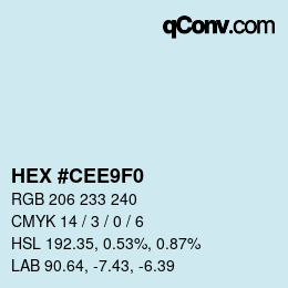 颜色代码: HEX #CEE9F0 | qconv.com