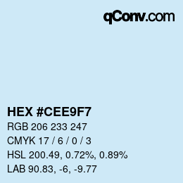 カラーコード: HEX #CEE9F7 | qconv.com