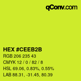 Color code: HEX #CEEB2B | qconv.com