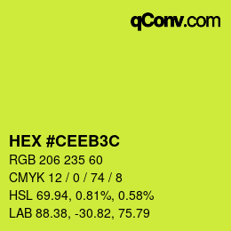 カラーコード: HEX #CEEB3C | qconv.com