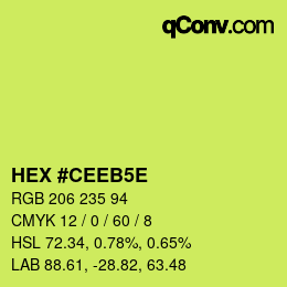 Color code: HEX #CEEB5E | qconv.com