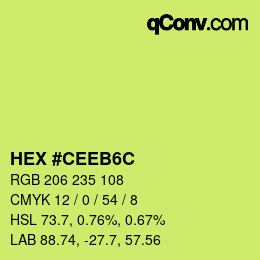 颜色代码: HEX #CEEB6C | qconv.com