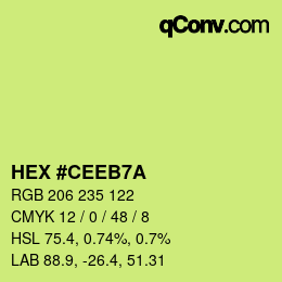 颜色代码: HEX #CEEB7A | qconv.com