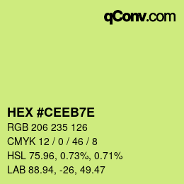 Color code: HEX #CEEB7E | qconv.com