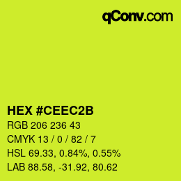 Color code: HEX #CEEC2B | qconv.com