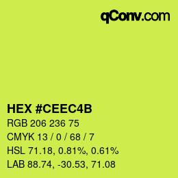カラーコード: HEX #CEEC4B | qconv.com