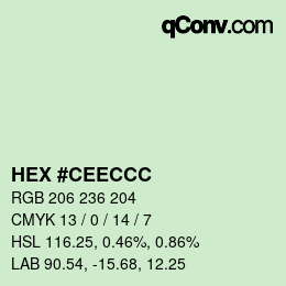 Color code: HEX #CEECCC | qconv.com