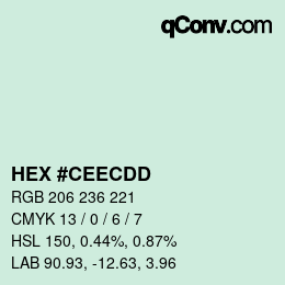 Color code: HEX #CEECDD | qconv.com