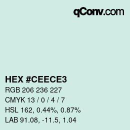 Color code: HEX #CEECE3 | qconv.com