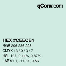 カラーコード: HEX #CEECE4 | qconv.com