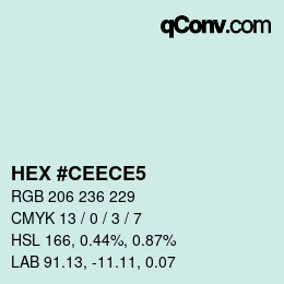 Color code: HEX #CEECE5 | qconv.com