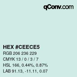 カラーコード: HEX #CEECE5 | qconv.com