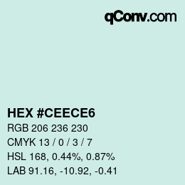 カラーコード: HEX #CEECE6 | qconv.com