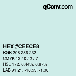 Color code: HEX #CEECE8 | qconv.com