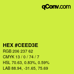 Color code: HEX #CEED3E | qconv.com