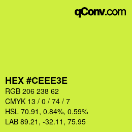 Color code: HEX #CEEE3E | qconv.com