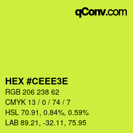カラーコード: HEX #CEEE3E | qconv.com