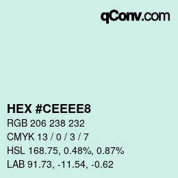 Color code: HEX #CEEEE8 | qconv.com