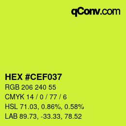 Color code: HEX #CEF037 | qconv.com