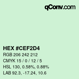 Color code: HEX #CEF2D4 | qconv.com