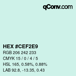 カラーコード: HEX #CEF2E9 | qconv.com