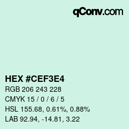 Color code: HEX #CEF3E4 | qconv.com