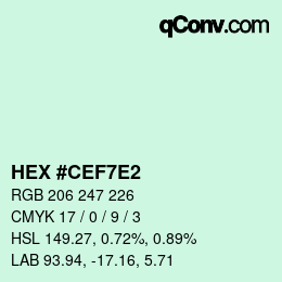 Color code: HEX #CEF7E2 | qconv.com