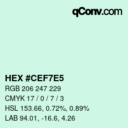 Color code: HEX #CEF7E5 | qconv.com