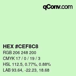 Color code: HEX #CEF8C8 | qconv.com