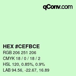 Color code: HEX #CEFBCE | qconv.com