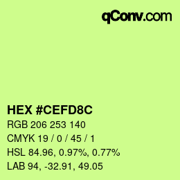 Color code: HEX #CEFD8C | qconv.com