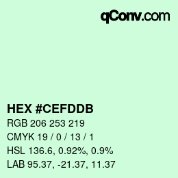 Color code: HEX #CEFDDB | qconv.com