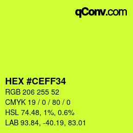 カラーコード: HEX #CEFF34 | qconv.com