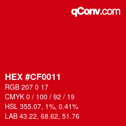 カラーコード: HEX #CF0011 | qconv.com