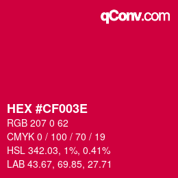 Color code: HEX #CF003E | qconv.com