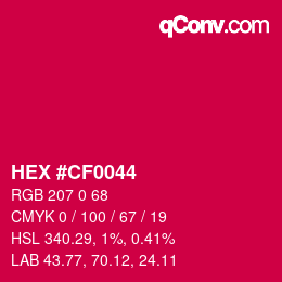 カラーコード: HEX #CF0044 | qconv.com