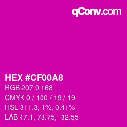 Color code: HEX #CF00A8 | qconv.com