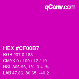 颜色代码: HEX #CF00B7 | qconv.com