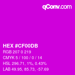 颜色代码: HEX #CF00DB | qconv.com