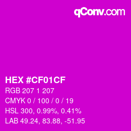 Color code: HEX #CF01CF | qconv.com