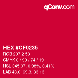 Farbcode: HEX #CF0235 | qconv.com