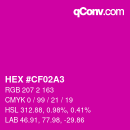 Farbcode: HEX #CF02A3 | qconv.com