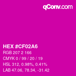 Farbcode: HEX #CF02A6 | qconv.com