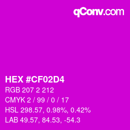 Color code: HEX #CF02D4 | qconv.com