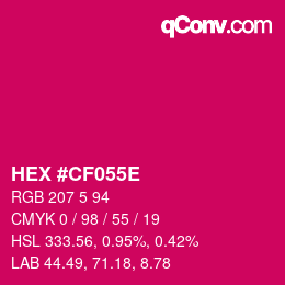 Color code: HEX #CF055E | qconv.com