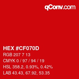 颜色代码: HEX #CF070D | qconv.com
